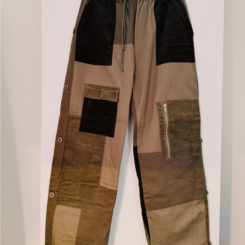 Discontinued MNML Men's Cargo Pants - Black, Olive and Tan Patchwork